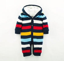 Load image into Gallery viewer, Multi Striped Knitted Winter Romper
