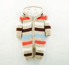 Load image into Gallery viewer, Multi Striped Knitted Winter Romper
