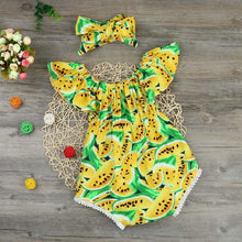Load image into Gallery viewer, Fruit Romper + Bow Set
