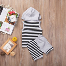 Load image into Gallery viewer, Striped Hooded Vest Striped Shorts
