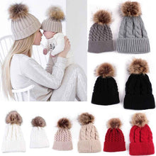 Load image into Gallery viewer, Mom And Baby Knitted Beanie Set
