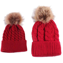 Load image into Gallery viewer, Mom And Baby Knitted Beanie Set
