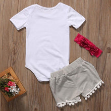 Load image into Gallery viewer, Princess Castle Romper Sequin Shorts Headband Outfit
