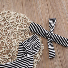 Load image into Gallery viewer, Striped Romper With Bow - Baby Girl Romper
