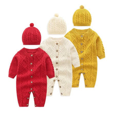 Load image into Gallery viewer, Knitted Romper with Hat (Multiple Colors)
