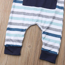 Load image into Gallery viewer, Blue Striped Hoodie Romper
