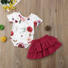 Load image into Gallery viewer, Floral Romper Tutu Skirt Outfit (2 Colors)
