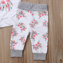Load image into Gallery viewer, Auntie's Bestie Romper Floral Pants Hat Outfit
