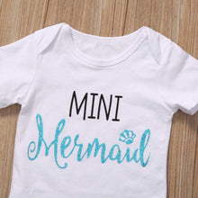 Load image into Gallery viewer, Mini Mermaid Romper Shorts Headband Outfit
