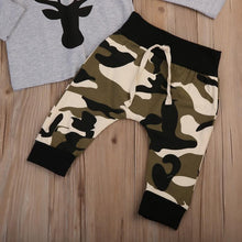 Load image into Gallery viewer, Deer Sweatshirt Camouflage Pants Beanie Hat Outfit
