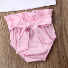 Load image into Gallery viewer, Feather Love Tank Top Bow Pants Headband Outfit
