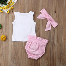 Load image into Gallery viewer, Feather Love Tank Top Bow Pants Headband Outfit
