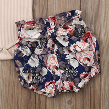 Load image into Gallery viewer, Ruffle Sleeve Romper Floral Bloomer Pants Outfit

