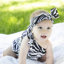 Load image into Gallery viewer, Zebra Off Shoulder Romper with Headband

