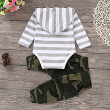 Load image into Gallery viewer, Hooded Camo &amp; Stripes Top &amp; Pants Set
