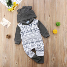 Load image into Gallery viewer, Geometric Hoodie-Ear Romper
